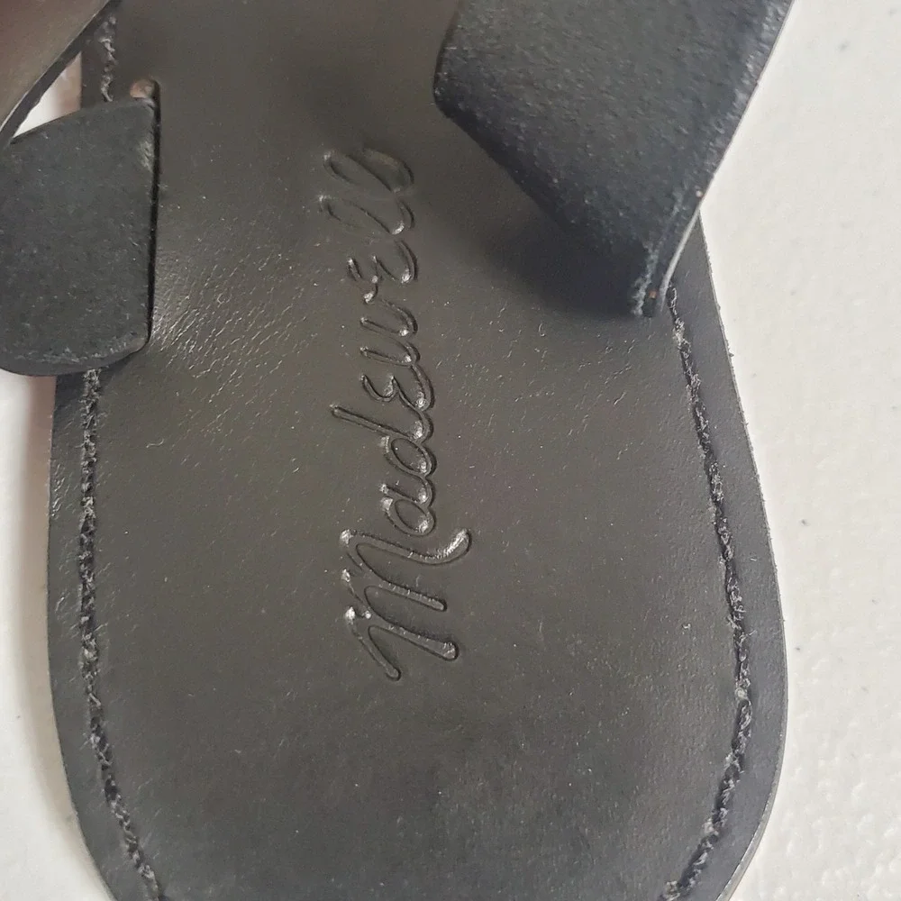 Madewell Womens Boardwalk Leather Strappy Sandals‎ Size 7.5 Black Buckle Summer